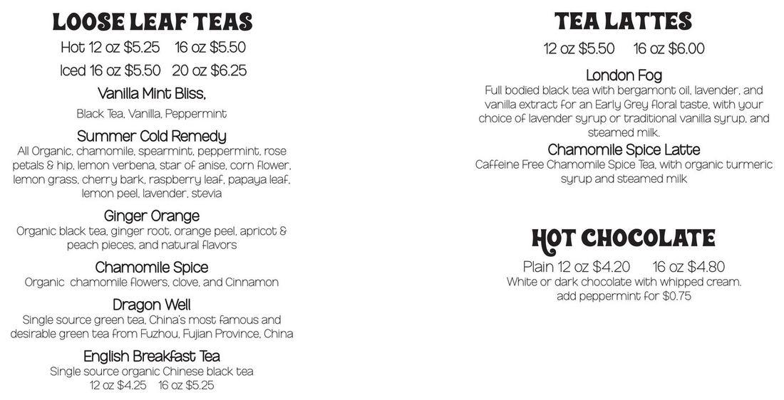 Café Du Burg drinks menu, side 2