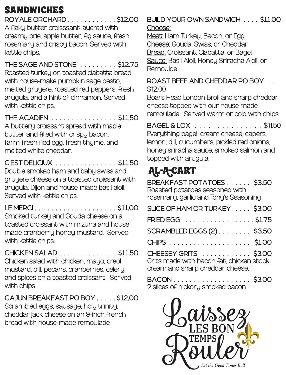Café Du Burg food menu, side 2